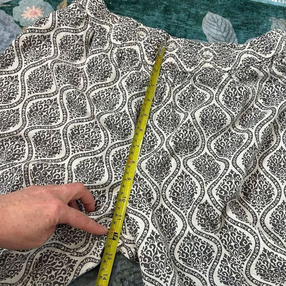 Westside Wide Leg Flowy Boho Pants Linen Cotton Cream Gray Print Flared Palazzo - Picture 10 of 15